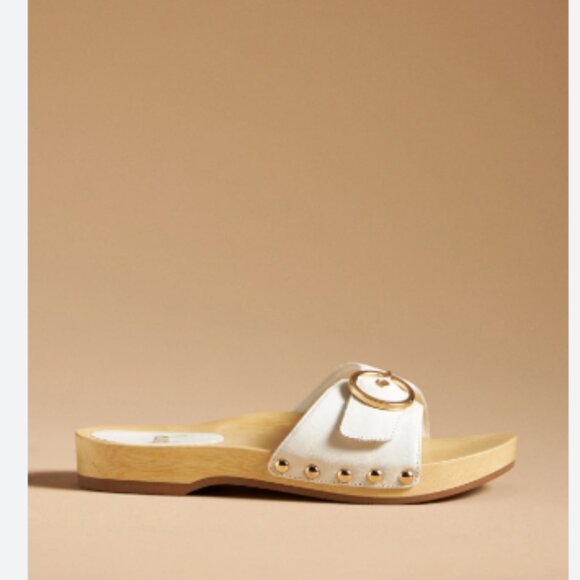 NEW BEEK Made In Brazil Leather Woodstar Buckle Sandals in Vanilla 255 8T4 - Picture 3 of 5